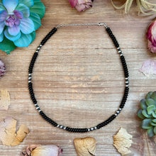 Load image into Gallery viewer, Black Onyx & Sterling Pearl Necklace 16.5”