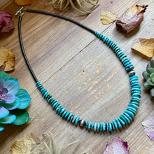 Load image into Gallery viewer, 23” Ice Blue Turquoise Graduated Necklace – Sterling Silver & Hematite