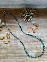 Load image into Gallery viewer, 26” Dark Blue Rondelle Turquoise & Spiny Oyster Necklace
