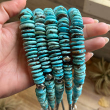 Load image into Gallery viewer, 23” Ice Blue Turquoise Graduated Necklace – Sterling Silver & Hematite