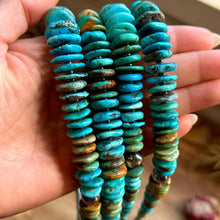 Load image into Gallery viewer, 23” Tri Color Turquoise Graduated Necklace – Sterling Silver & Hematite