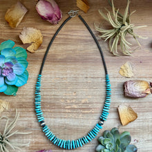 Load image into Gallery viewer, 23” Ice Blue Turquoise Graduated Necklace – Sterling Silver & Hematite