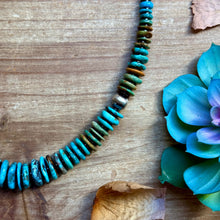 Load image into Gallery viewer, 23” Tri Color Turquoise Graduated Necklace – Sterling Silver & Hematite
