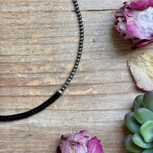 Load image into Gallery viewer, 14” Black Onyx Heishi Necklace – Sterling Silver Pearls & Saucers