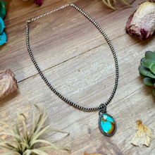 Load image into Gallery viewer, FREE Sterling Silver Pearl Necklace + MJ Oval Turquoise Pendant