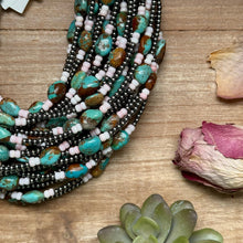 Load image into Gallery viewer, 15” Pink Conch & Turquoise Necklace – Sterling Silver