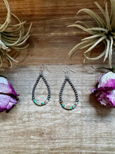 Load image into Gallery viewer, Green & Orange Heishi Earrings – Sterling Silver Pearls