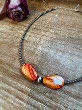 Load image into Gallery viewer, 14" Spiny Oyster & Sterling Silver Pearl Choker – 3mm & 10mm