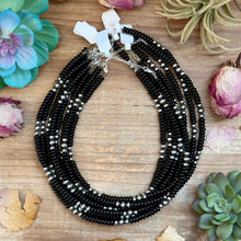 Load image into Gallery viewer, Black Onyx & Sterling Pearl Necklace 16.5”