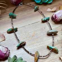 Load image into Gallery viewer, 22” Dark Shell & Turquoise Nugget Necklace
