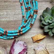 Load image into Gallery viewer, Turquoise & Spiny Oyster Heishi Necklace – 14”