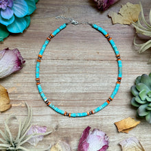 Load image into Gallery viewer, Turquoise & Spiny Oyster Heishi Necklace – 14”