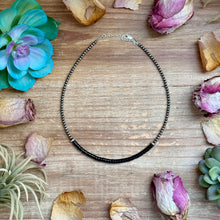 Load image into Gallery viewer, 14” Black Onyx Heishi Necklace – Sterling Silver Pearls & Saucers