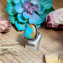 Load image into Gallery viewer, MJ Ring - Copper & Sterling Silver Blue Turquoise Adjustable