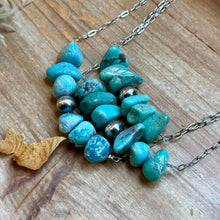 Load image into Gallery viewer, Chunky Turquoise & Sterling Silver Pearl Paperclip Necklace
