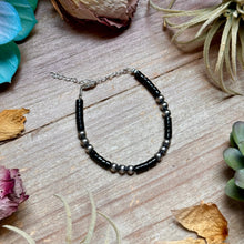 Load image into Gallery viewer, Black Onyx & Sterling Silver Bracelet – 6 1/4" – 5mm