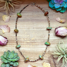 Load image into Gallery viewer, 22” Dark Shell & Turquoise Nugget Necklace