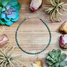 Load image into Gallery viewer, 14” Turquoise Heishi & Sterling Silver Saucer Necklace – The Bijoux FAB