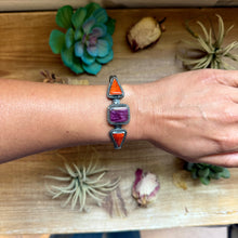 Load image into Gallery viewer, MJ Purple & Red Spiny Oyster Sterling Silver Cuff