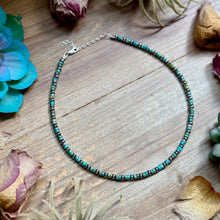 Load image into Gallery viewer, 14” Turquoise Heishi & Sterling Silver Saucer Necklace – The Bijoux FAB