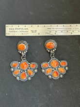 Load image into Gallery viewer, Sterling Silver Orange Spiny Oyster Half Cluster Dangle Earrings – Artist Shay Pfeiffer