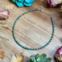 Load image into Gallery viewer, 14” Turquoise Heishi & Sterling Silver Saucer Necklace – The Bijoux FAB