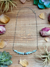 Load image into Gallery viewer, 16” Larimar Chip Necklace – Sterling Silver & Paperclip Chain