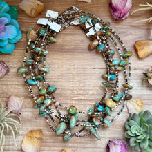 Load image into Gallery viewer, 22” Chunky Turquoise & Dark Brown Shell Heishi Necklace
