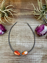 Load image into Gallery viewer, 14" Spiny Oyster & Sterling Silver Pearl Choker – 3mm & 10mm
