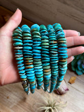 Load image into Gallery viewer, Tri-Color Turquoise Graduated Necklace with Hematite & Sterling Silver Accents – 23”