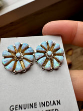 Load image into Gallery viewer, Cluster Earrings – White Opal & Sterling Silver