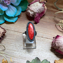 Load image into Gallery viewer, MJ Red Spiny Ring – Sterling Silver