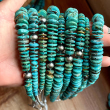 Load image into Gallery viewer, Turquoise Graduated Necklace with Hematite & Sterling Silver Accents – 23”