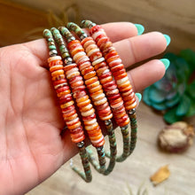 Load image into Gallery viewer, Green Turquoise & Orange Spiny Oyster Fall Necklace