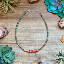 Load image into Gallery viewer, Green Turquoise & Orange Spiny Oyster Fall Necklace