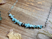 Load image into Gallery viewer, 16” Larimar Chip Necklace – Sterling Silver & Paperclip Chain