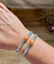 Load image into Gallery viewer, Orange Spiny Oyster Cuff Bracelet – Sterling Silver