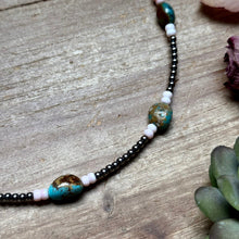 Load image into Gallery viewer, 15” Pink Conch & Turquoise Necklace – Sterling Silver