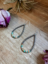 Load image into Gallery viewer, Green & Orange Heishi Earrings – Sterling Silver Pearls