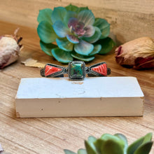 Load image into Gallery viewer, MJ Turquoise & Red Spiny Oyster Sterling Silver Cuff