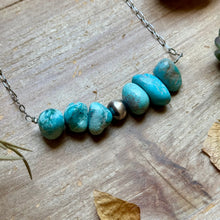 Load image into Gallery viewer, Chunky Turquoise & Sterling Silver Pearl Paperclip Necklace
