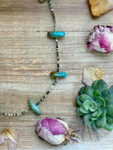 Load image into Gallery viewer, 22” Chunky Turquoise & Dark Brown Shell Heishi Necklace