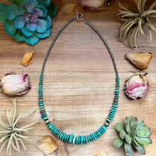 Load image into Gallery viewer, Turquoise Graduated Necklace with Hematite & Sterling Silver Accents – 23”