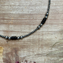 Load image into Gallery viewer, Sterling Silver Pearl & Black Onyx Necklace – 15" Plus Extender