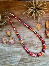 Load image into Gallery viewer, BE BOLD - 22-Inch Spiny Oyster & Wampum Statement Necklace with Sterling Silver Pearls