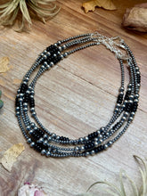 Load image into Gallery viewer, Sterling Silver Pearl & Black Onyx Necklace – 15" Plus Extender