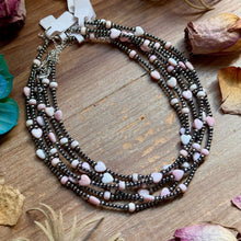 Load image into Gallery viewer, 15” Pink Conch Heart Necklace – Sterling Silver Pearls