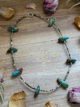 Load image into Gallery viewer, 22” Chunky Turquoise & Dark Brown Shell Heishi Necklace