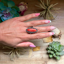 Load image into Gallery viewer, MJ Red Spiny Ring – Sterling Silver