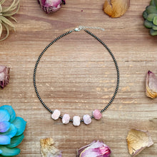 Load image into Gallery viewer, Pink Opal & 3mm Sterling Silver Pearl Necklace